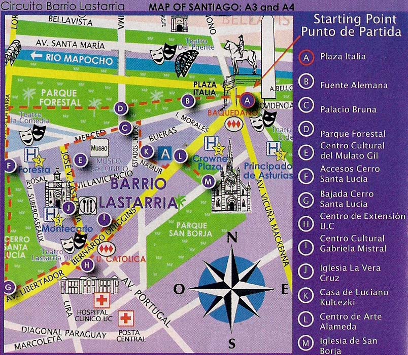 To See Map and Informations of neighborhoods Lastarria