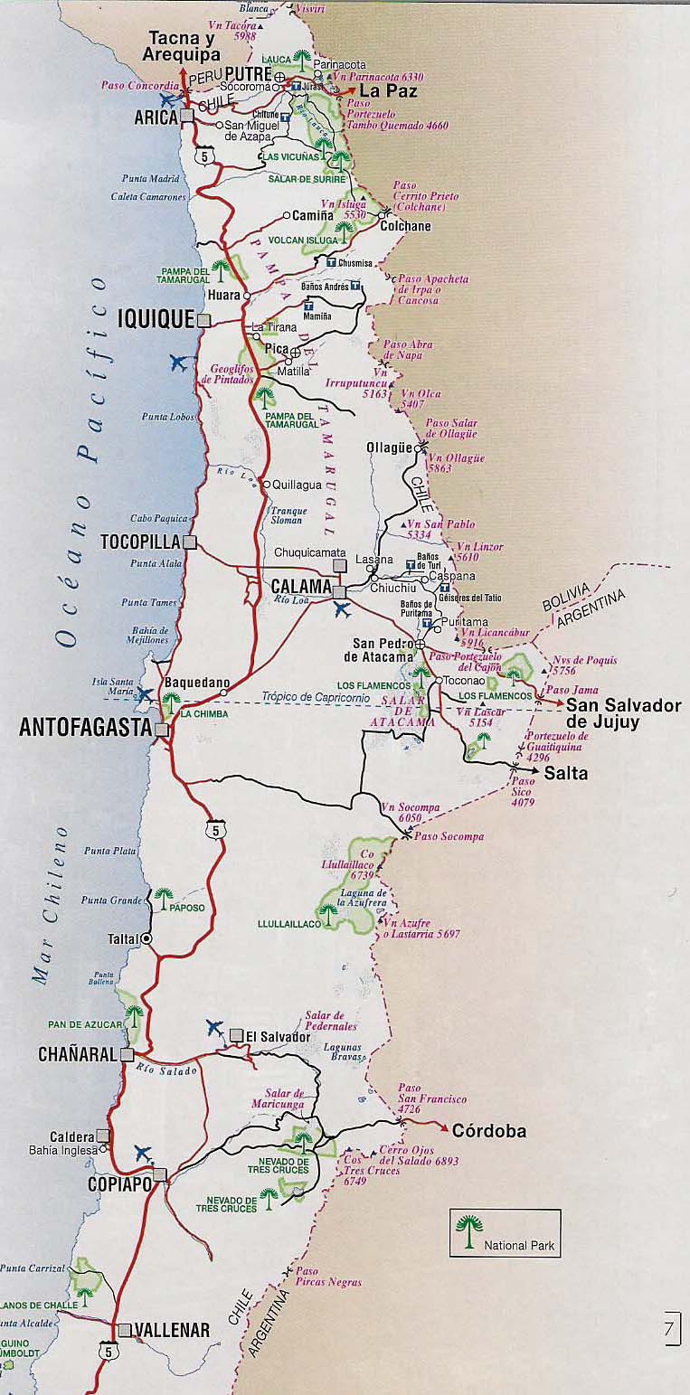 Mapa of North Zona of Chile