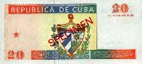 Reverso de Billete convertible de 20 CUC